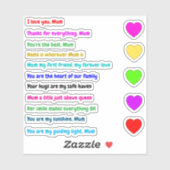 Ik hou van je Mum Stickers (Bericht Gift) (Vel)