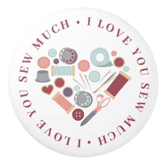 Ik hou van je naaien veel thema keramische knop (Voorkant)