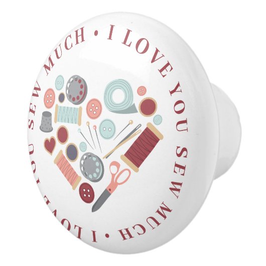 Ik hou van je naaien veel thema keramische knop (Rechts)