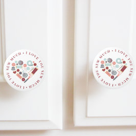 Ik hou van je naaien veel thema keramische knop