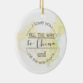 Ik hou van je naar China en kerstavond. Keramisch Ornament (Rechts)
