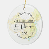 Ik hou van je naar China en kerstavond. Keramisch Ornament (Links)