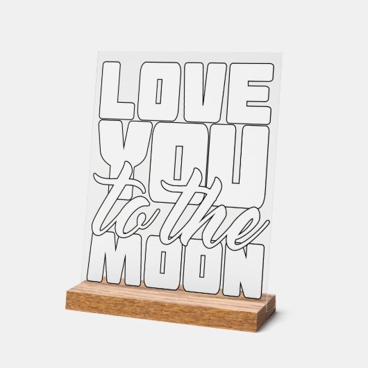 Ik hou van je naar de maan acryl bord (Hoek)