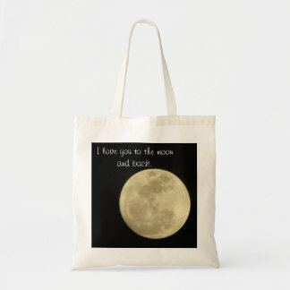 Ik hou van je naar de maan en achter canvas tas