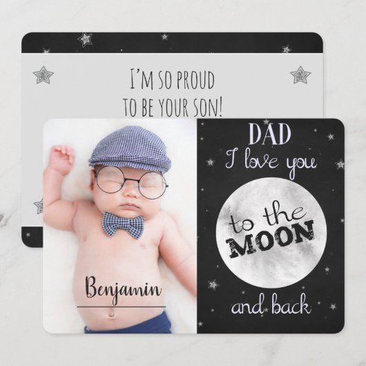 Ik hou van je naar de maan en achteraan met fotova bedankkaart (Voorkant / Achterkant)