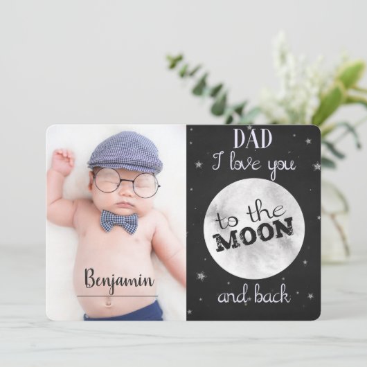 Ik hou van je naar de maan en achteraan met fotova bedankkaart (Staand voorkant)