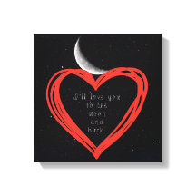 Ik hou van je naar de maan en achterdoek.