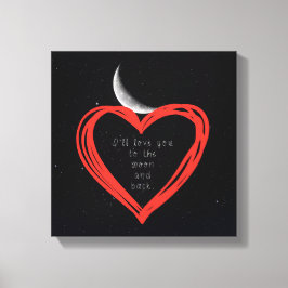 Ik hou van je naar de maan en achterdoek. canvas afdruk