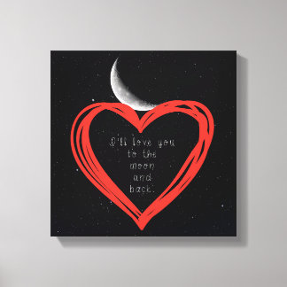 Ik hou van je naar de maan en achterdoek. canvas afdruk