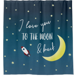 Ik hou van je naar de maan en achternaam Buitenrui Douchegordijn
