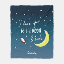Ik hou van je naar de maan en achternaam Buitenrui Fleece Deken