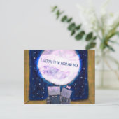 Ik hou van je naar de maan en achterrobots briefkaart (Staand voorkant)