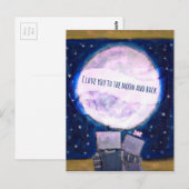 Ik hou van je naar de maan en achterrobots briefkaart (Voorkant / Achterkant)