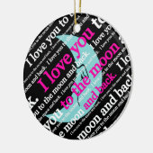 Ik hou van je naar de maan en achterschotel keramisch ornament (Links)