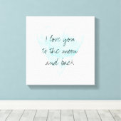 Ik hou van je naar de maan en achterste canvaskuns canvas afdruk (Insitu (Houten vloer))