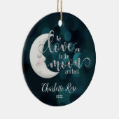 Ik hou van je naar de maan en achterste kerstversi keramisch ornament (Rechts)