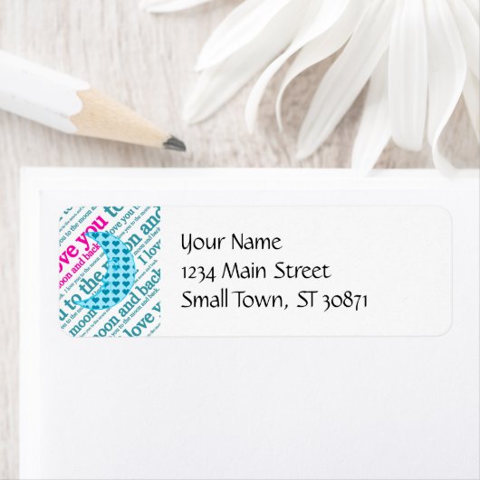 Ik hou van je naar de maan en achterste Moederdag  Etiket (Insitu)