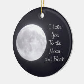 Ik hou van je naar de maan en achterversiering keramisch ornament (Links)