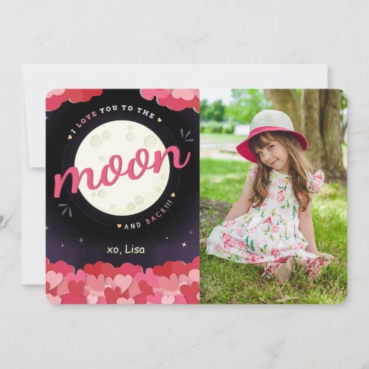 Ik hou van je naar de maan en de achterfoto kaart (Voorkant)