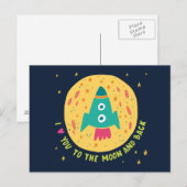 Ik hou van je naar de maan en de achterste Rockets Briefkaart (Voorkant / Achterkant)