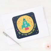 Ik hou van je naar de maan en de achterste Rockets Vierkante Sticker (Envelop)
