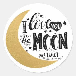 Ik hou van je naar de maan en de rug Baby Ronde Sticker