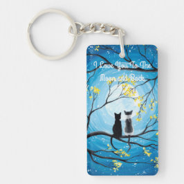 Ik hou van je naar de maan en de rugkat sleutelhanger