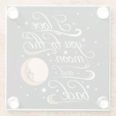 Ik hou van je naar de maan en de zwarte rug glazen onderzetter (Achterkant)