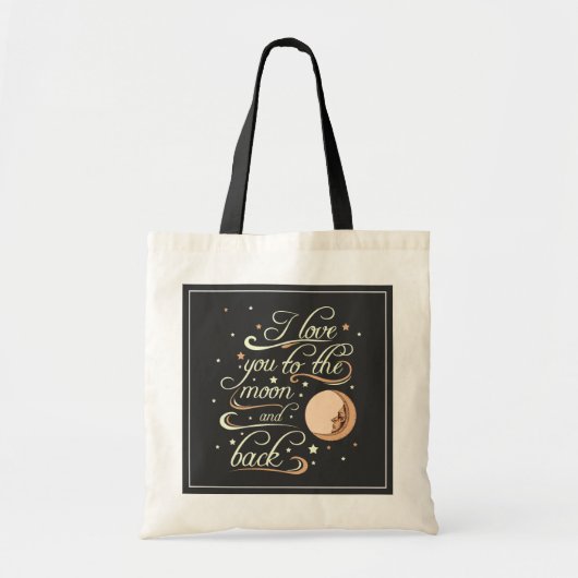 Ik hou van je naar de maan en de zwarte rug tote bag (Voorkant)