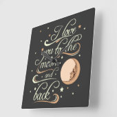 Ik hou van je naar de maan en de zwarte rug vierkante klok (Hoek)