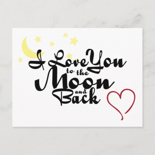 Ik hou van je naar de maan en het Briefkaart achte (Voorkant)