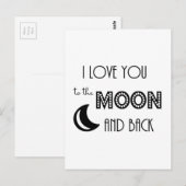 ik hou van je naar de maan en rug zwart wit briefkaart (Voorkant / Achterkant)