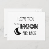 ik hou van je naar de maan en rug zwart wit briefkaart (Voorkant / Achterkant)