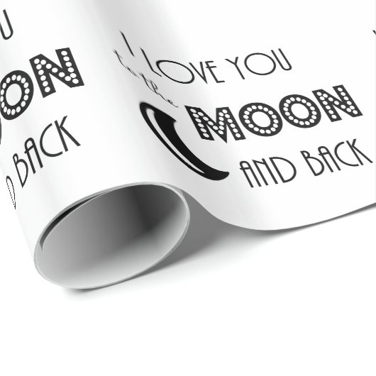 ik hou van je naar de maan en rug zwart wit cadeaupapier (Rol Hoek)