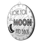ik hou van je naar de maan en rug zwart wit dartbord (Voorkant Rechts)