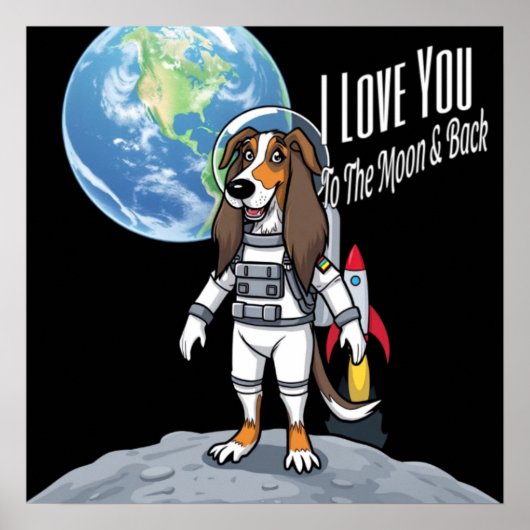 Ik hou van je naar de maan en terug Afghan Hound Poster (Voorkant)