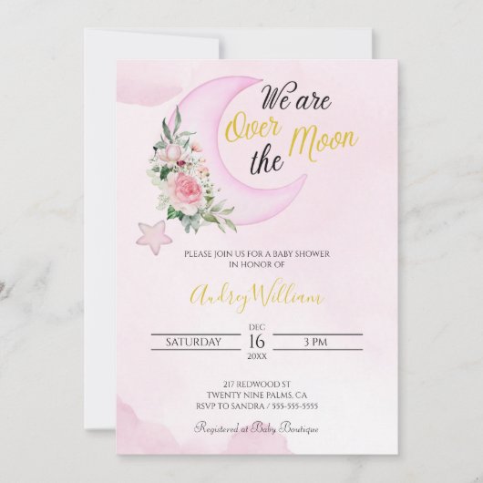 Ik hou van je naar de maan en terug Baby shower Kaart (Voorkant)