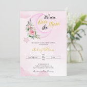 Ik hou van je naar de maan en terug Baby shower Kaart (Staand voorkant)