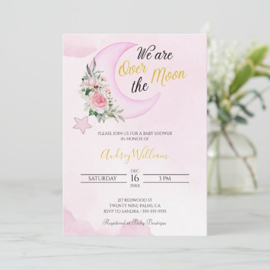 Ik hou van je naar de maan en terug Baby shower Kaart (Staand voorkant)