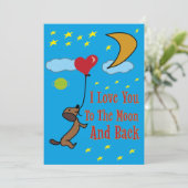 Ik hou van je naar de maan en terug bedankkaart (Staand voorkant)