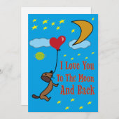 Ik hou van je naar de maan en terug bedankkaart (Voorkant / Achterkant)