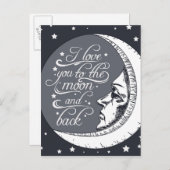 Ik hou van je naar de maan en terug briefkaart (Voorkant / Achterkant)