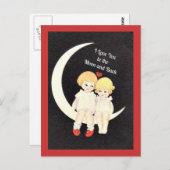 Ik hou van je naar de maan en terug briefkaart (Voorkant / Achterkant)