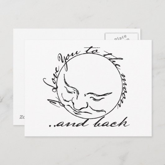 Ik hou van je naar de maan en terug briefkaart (Voorkant / Achterkant)