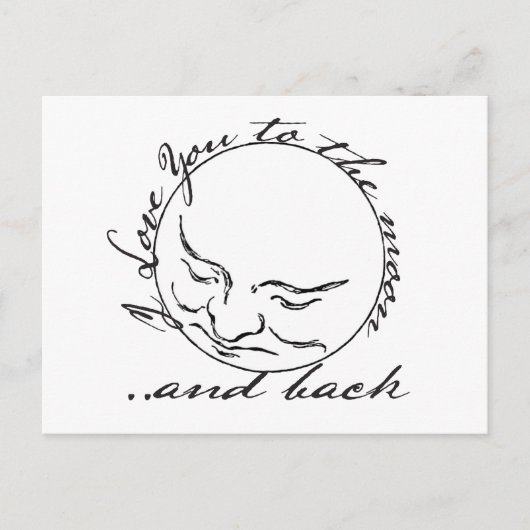 Ik hou van je naar de maan en terug briefkaart (Voorkant)