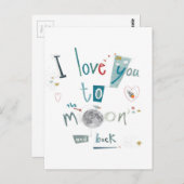 Ik hou van je naar de maan en terug briefkaart (Voorkant / Achterkant)
