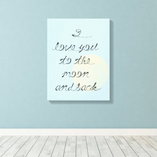 Ik hou van je naar de maan en terug canvas afdruk (Insitu (Houten vloer))