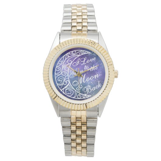 Ik hou van je naar de maan en terug Fancy Sterrenn Horloge (Voorkant)