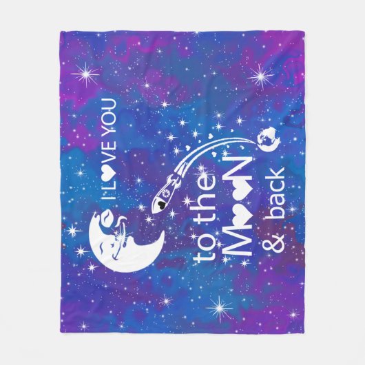 Ik hou van je naar de maan en terug fleece deken (Voorkant)