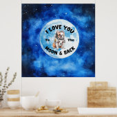 Ik hou van je naar de maan en terug Franse Bulldog Poster (Keuken)